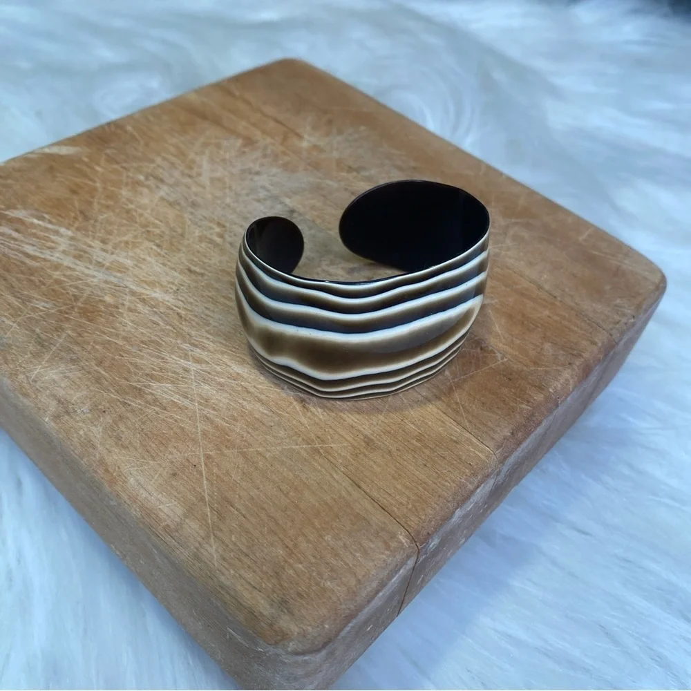 Made in France Brown & White Horn Child's Bangle Cuff